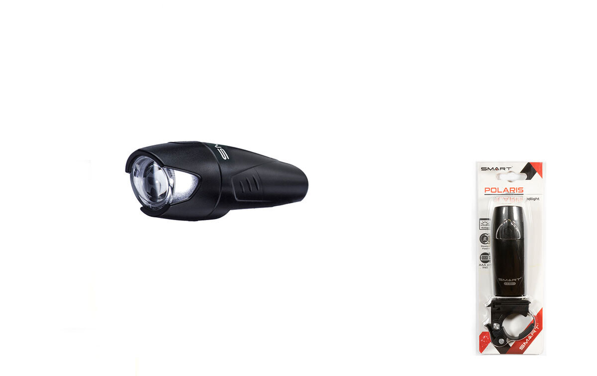 Фара SMART POLARIS передняя, 1 Cree диод 0,5 W, 2 режима, крепеж на руль 22.4-31.8 мм, 