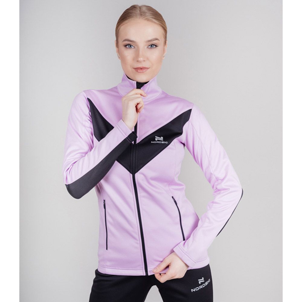 Куртка разминочная Nordski Base женск. (L, 412 Сиреневый/Черный)